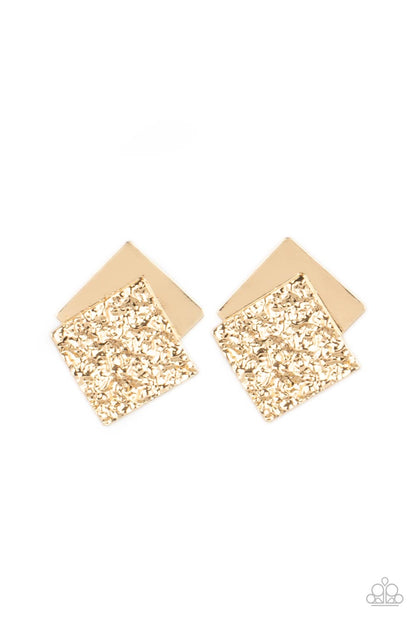 Square With Style - gold - Paparazzi earrings