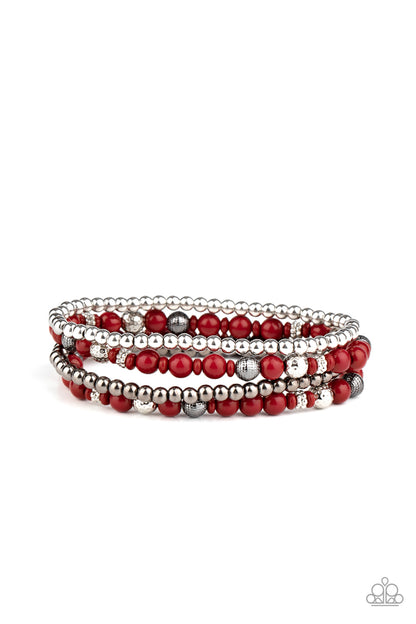 Stacked Style Maker - red - Paparazzi bracelet