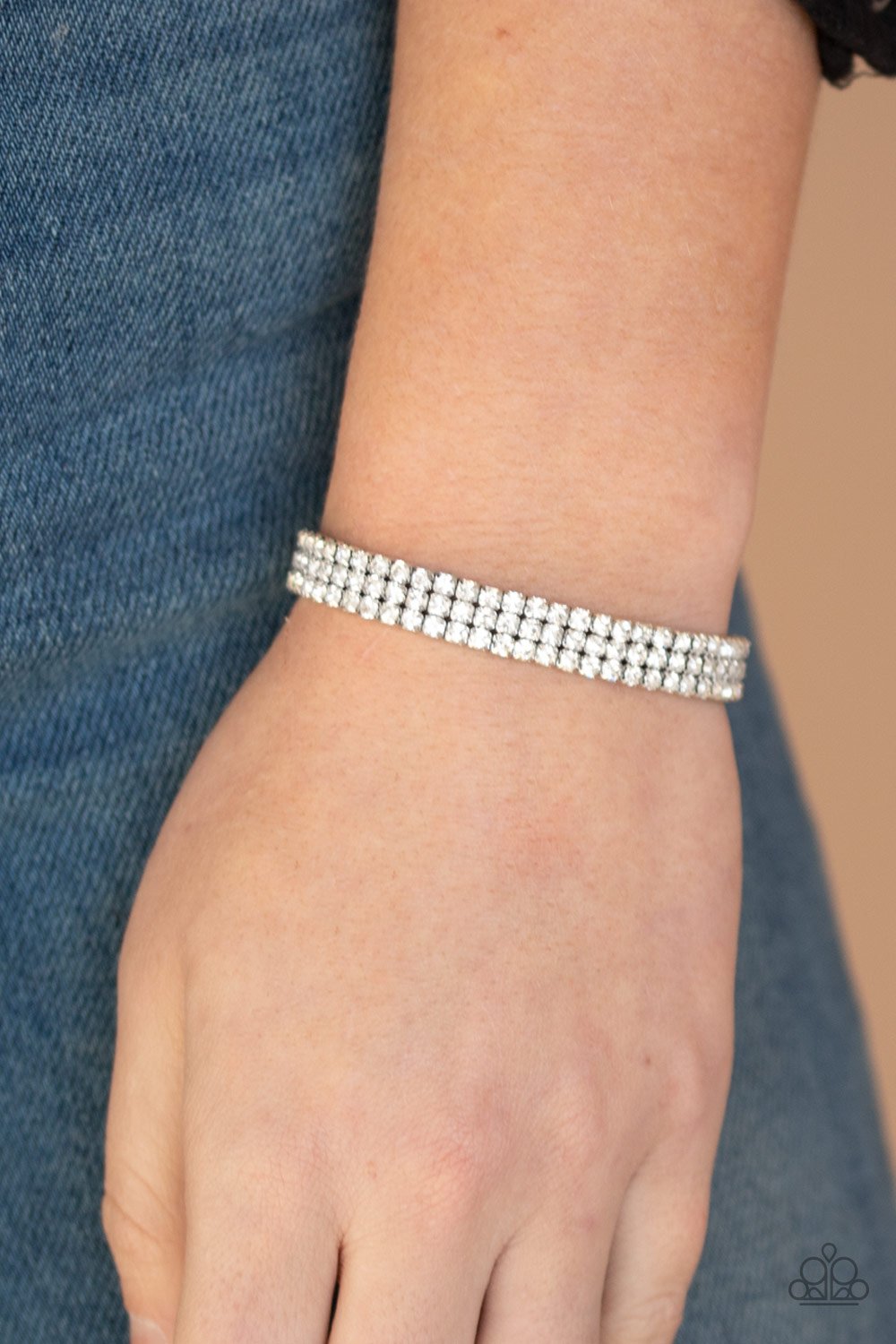 Stacked Deck - white - Paparazzi bracelet