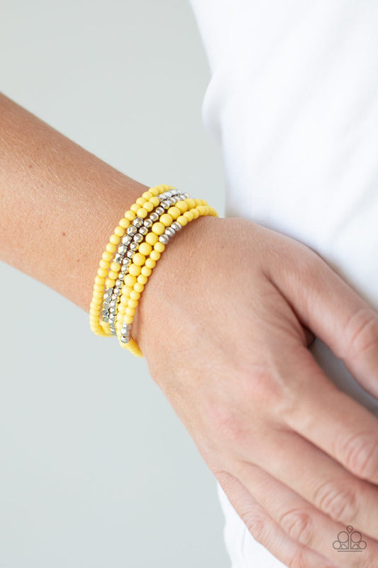 Stacked Showcase-yellow-Paparazzi bracelet