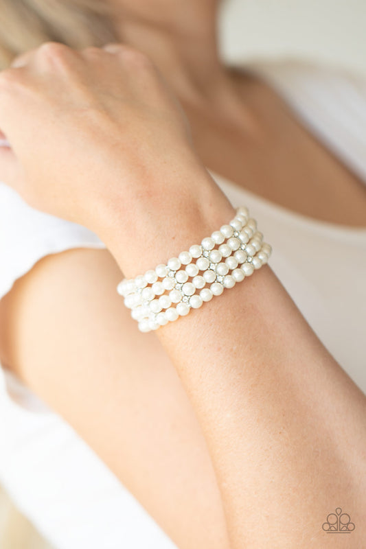 Stacked to the Top - white - Paparazzi bracelet