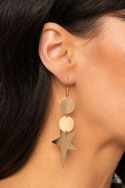 Star Bizarre - gold - Paparazzi earrings