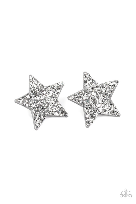 Star Spangled Superstar-silver-Paparazzi hair clips