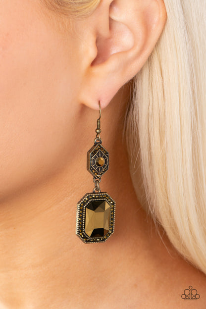 Starry-Eyed Sparkle - brass - Paparazzi earrings