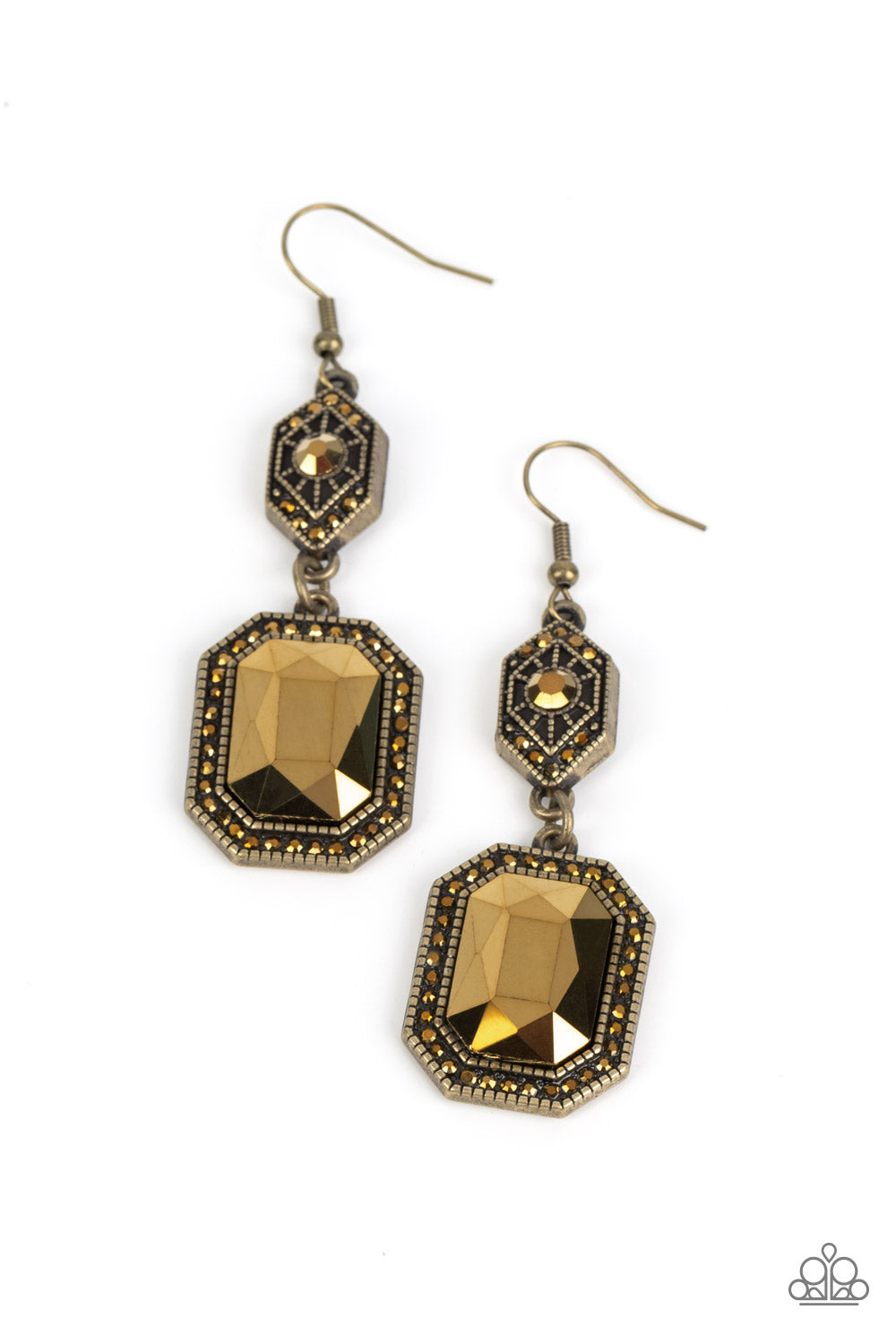 Starry-Eyed Sparkle - brass - Paparazzi earrings