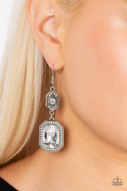 Starry-Eyed Sparkle - white - Paparazzi earrings