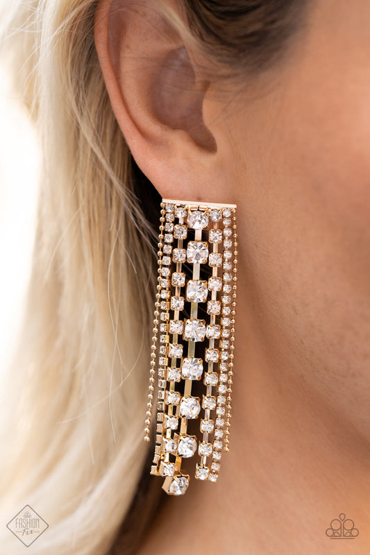 Starry Streamers - gold - Paparazzi earrings