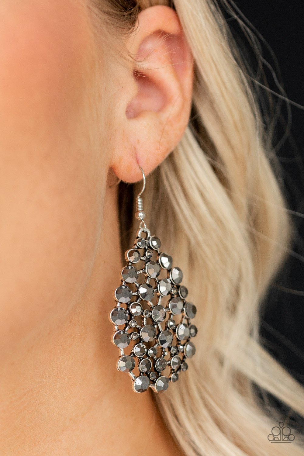 Start With a Bang-silver-Paparazzi earrings