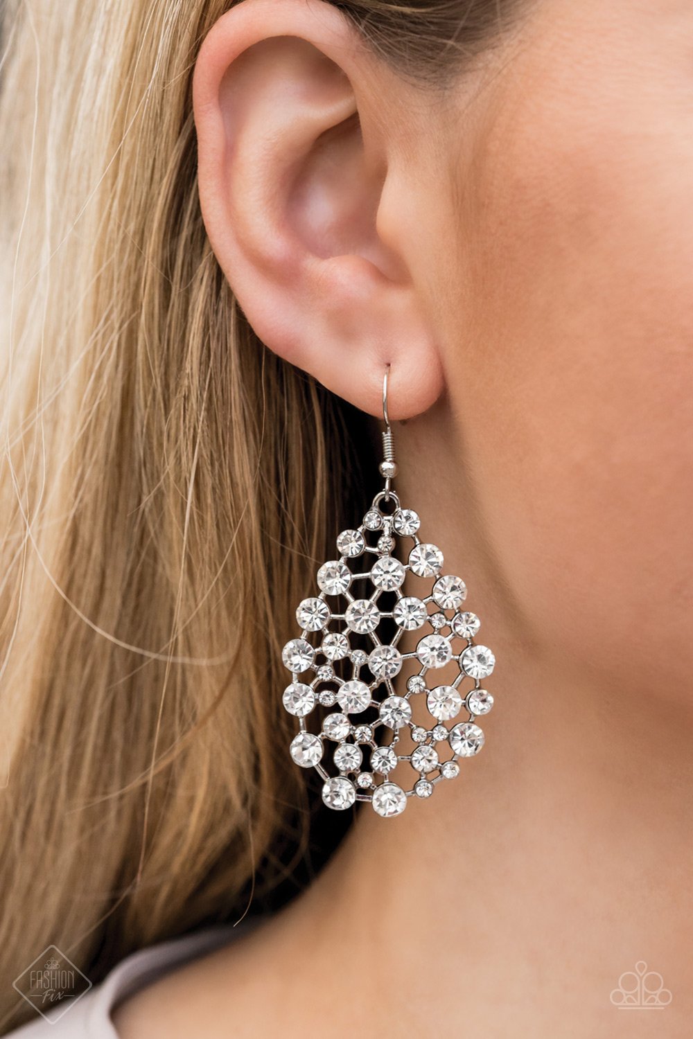 Start With a Bang-white-Paparazzi earrings
