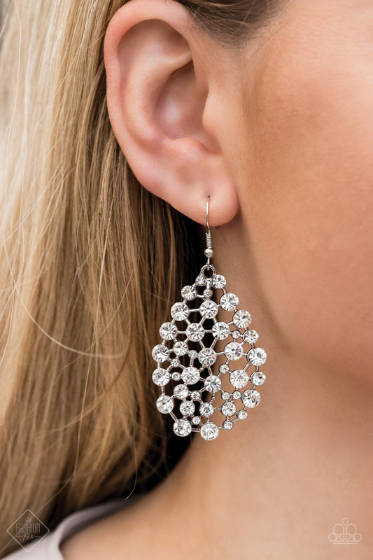 Start With a Bang-white-Paparazzi earrings