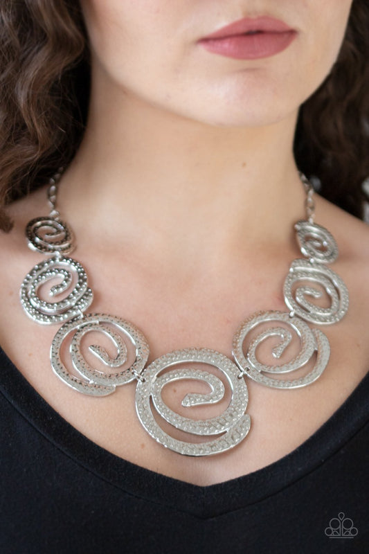 Statement Swirl-silver-Paparazzi necklace