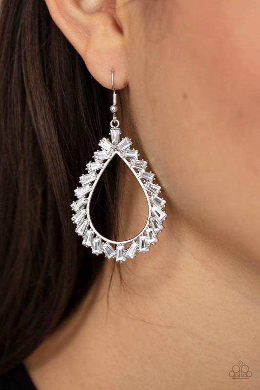 Stay Sharp - white - Paparazzi earrings