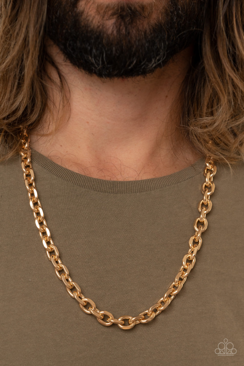 Steel Trap - gold - Paparazzi mens necklace