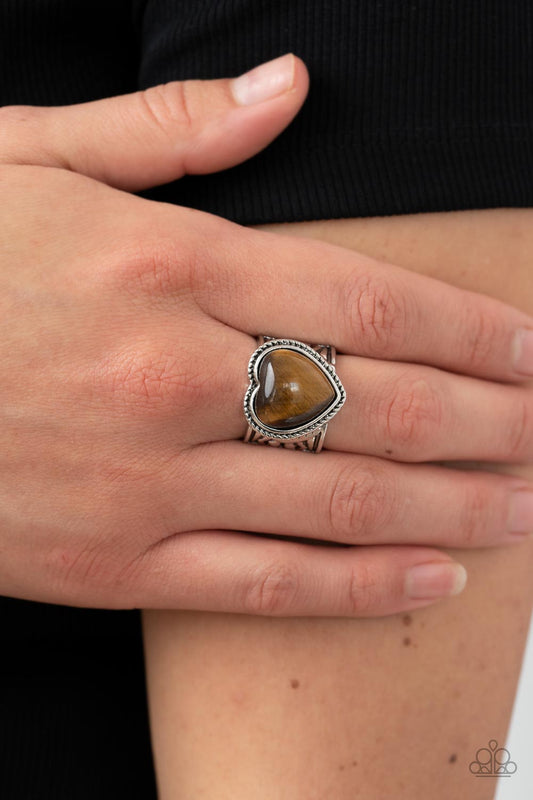 Stone Age Admirer - brown - Paparazzi ring