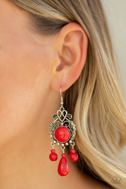 Stone Bliss - red - Paparazzi earrings