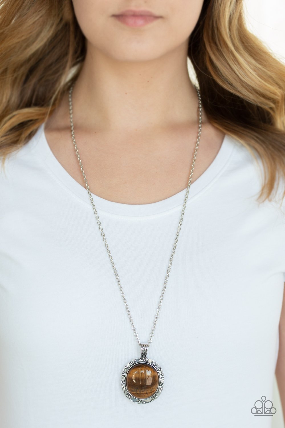 Stone Aura-brown-Paparazzi necklace