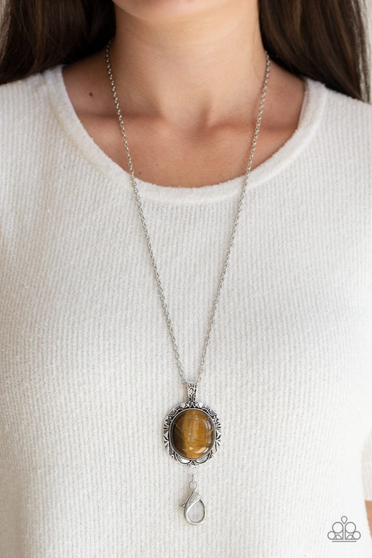 Stone Aura-brown LANYARD-Paparazzi necklace