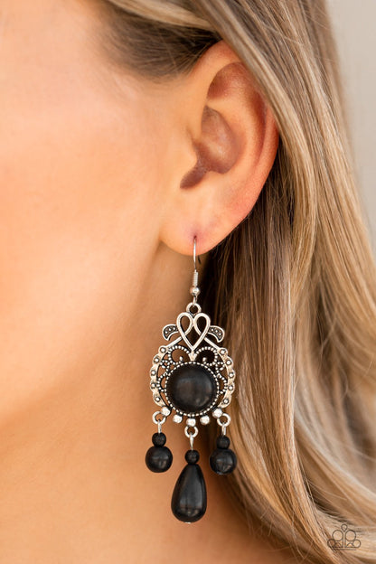 Stone Bliss-black-Paparazzi earrings