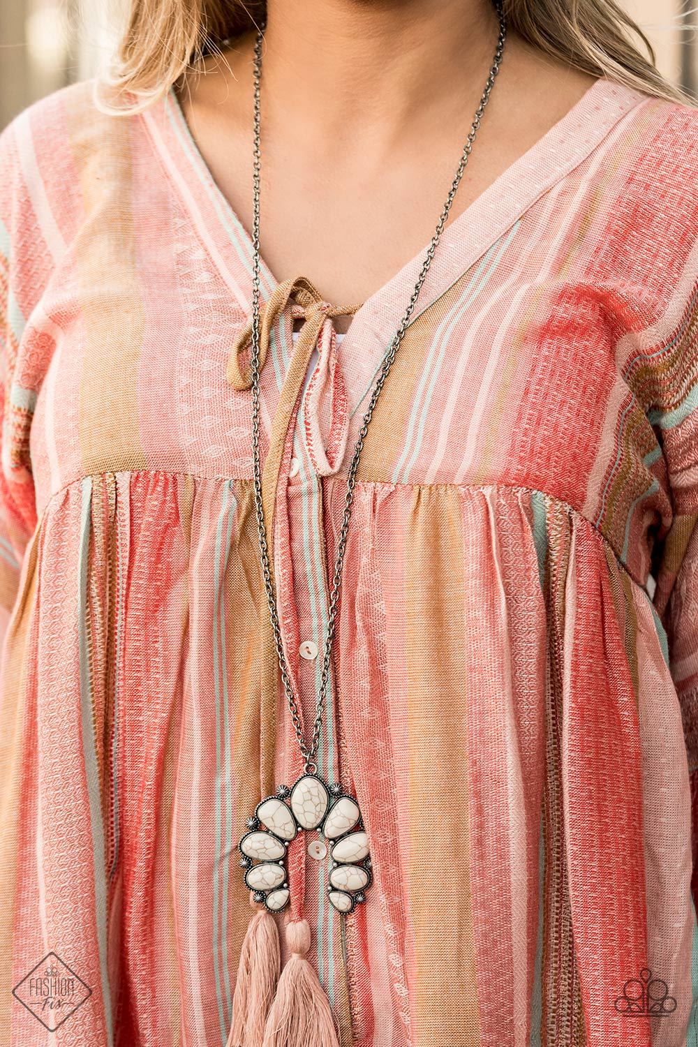 Stone Monument-white-Paparazzi necklace