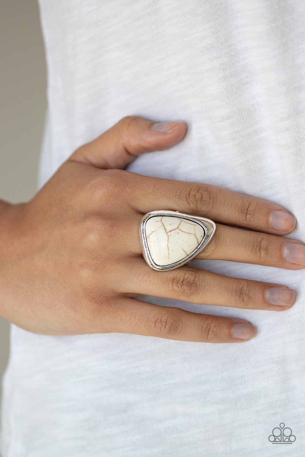 Stone Scene-white-Paparazzi ring