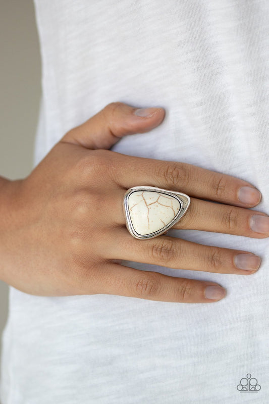 Stone Scene-white-Paparazzi ring