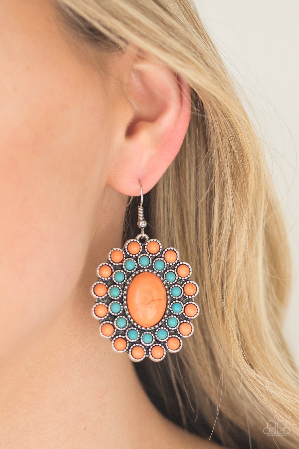 Stone Solstice-orange-Paparazzi earrings