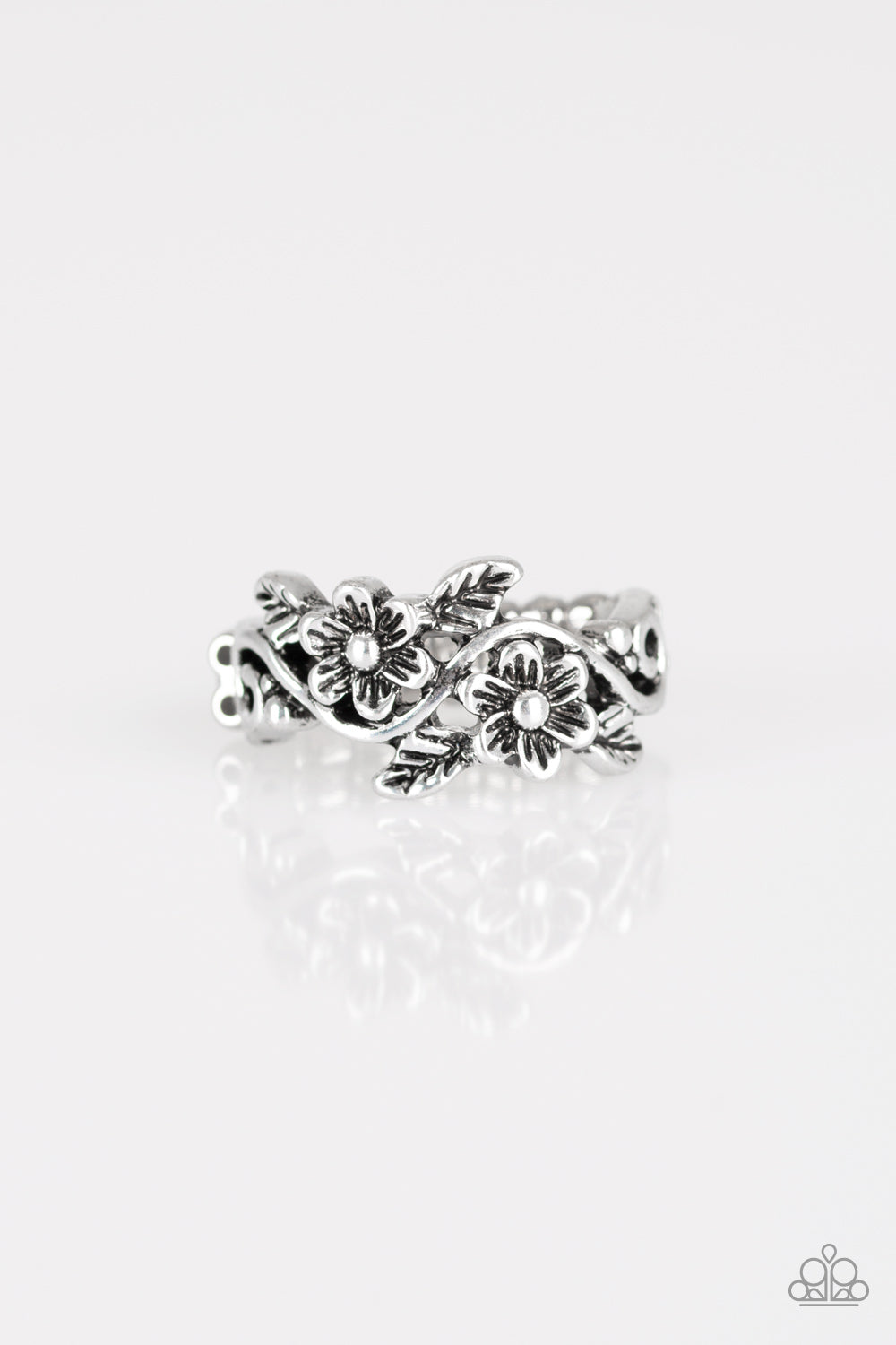 Stop and Smell The Flowers - silver - Paparazzi ring