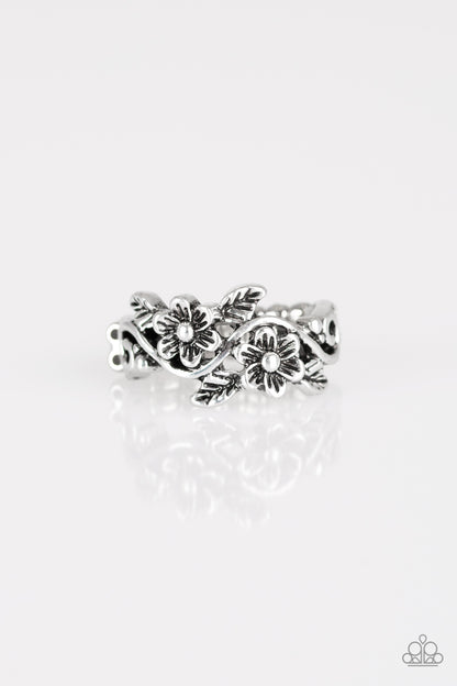 Stop and Smell The Flowers - silver - Paparazzi ring