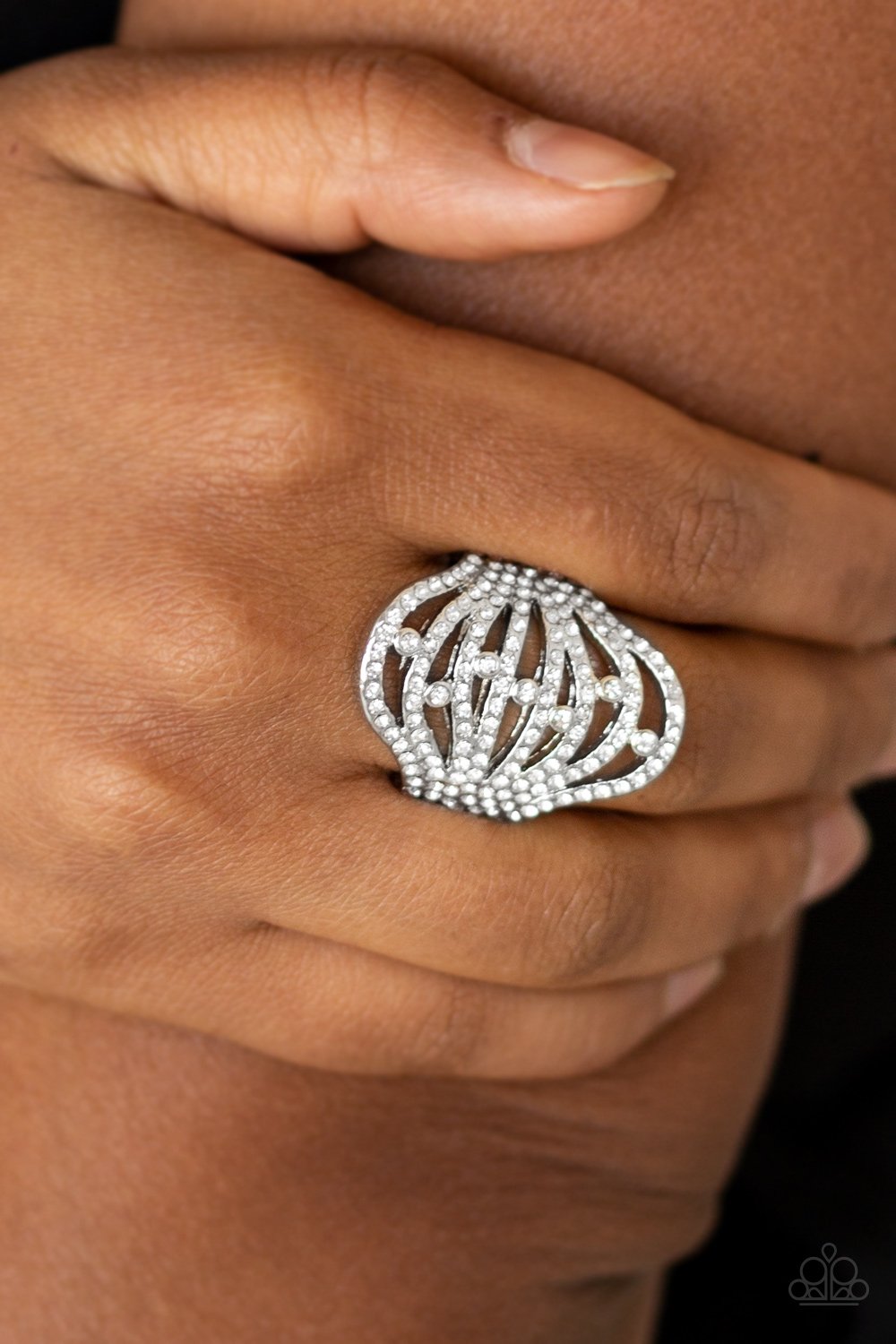 Stratospheric - white - Paparazzi ring