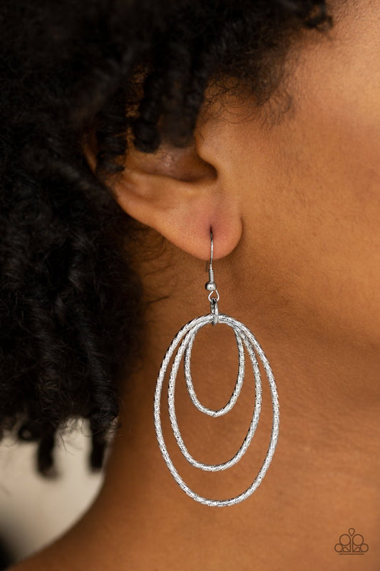 Strike Three - silver - Paparazzi earrings
