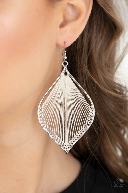 String Theory - white - Paparazzi earrings