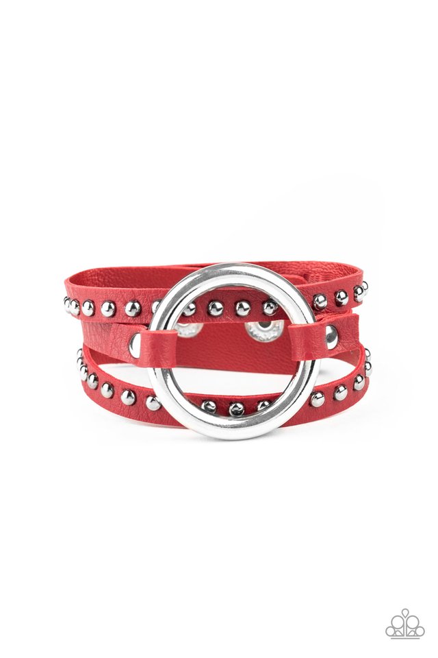 Studded Statement Maker - red - Paparazzi bracelet
