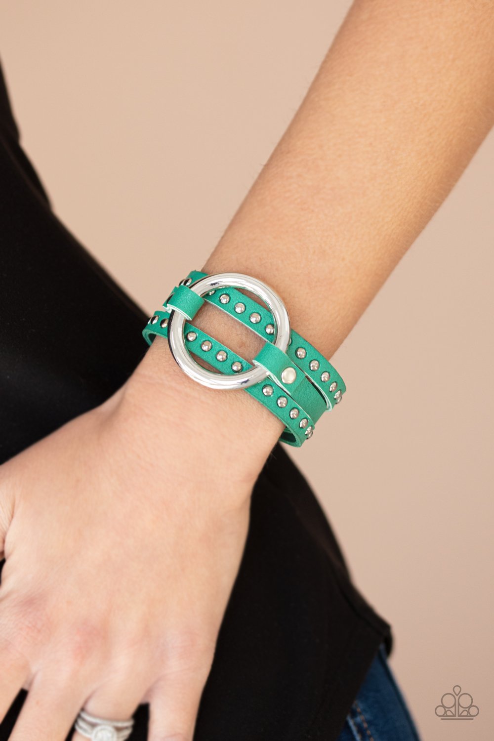 Studded Statement Maker-green-Paparazzi bracelet
