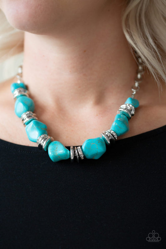 Stunningly Stone Age - blue - Paparazzi necklace
