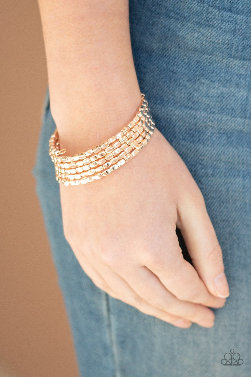Stunningly Stacked-rose gold-Paparazzi bracelet