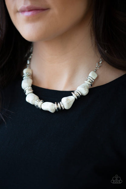Stunningly Stone Age-white-Paparazzi necklace