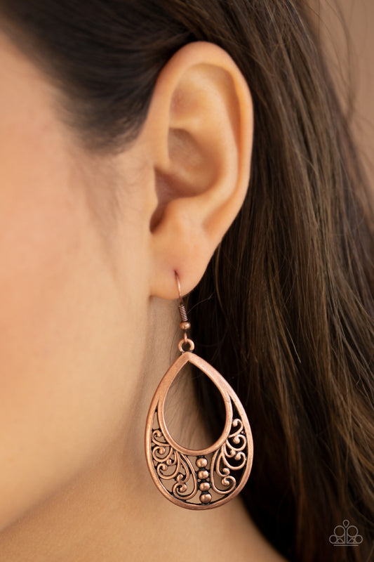 Stylish Serpentine - copper - Paparazzi earrings