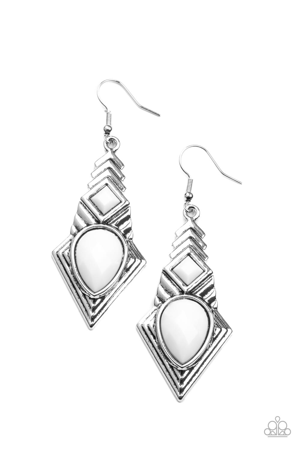 Stylishly Sonoran - white - Paparazzi earrings