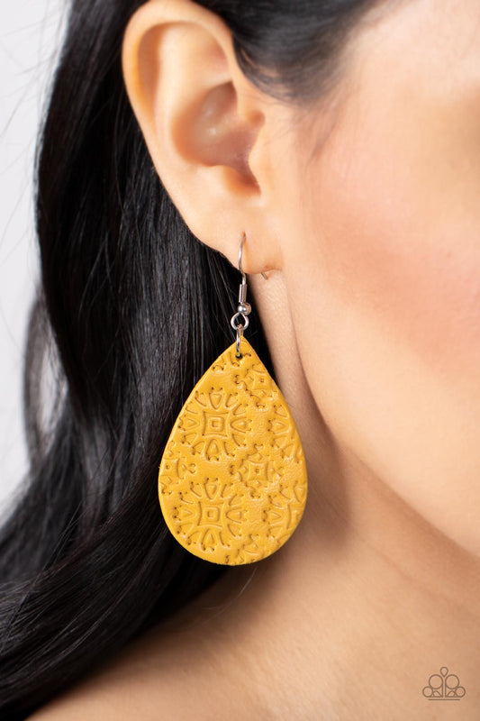 Stylishly Subtropical - yellow - Paparazzi earrings