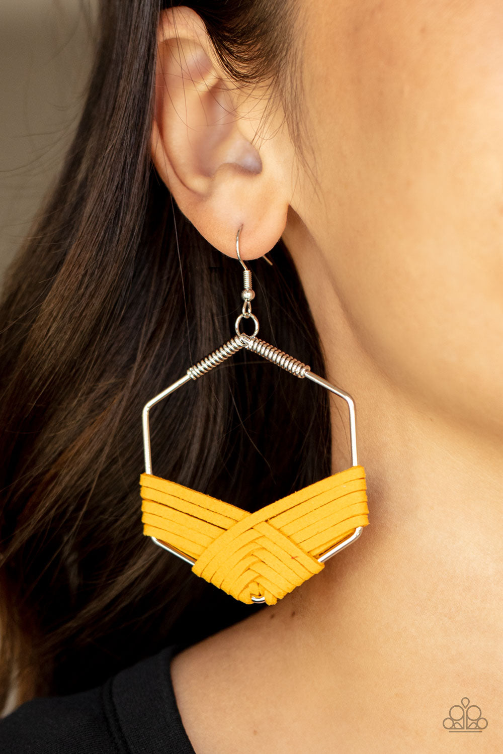Suede Solstice - yellow - Paparazzi earrings