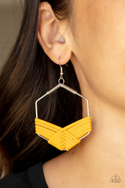 Suede Solstice - yellow - Paparazzi earrings