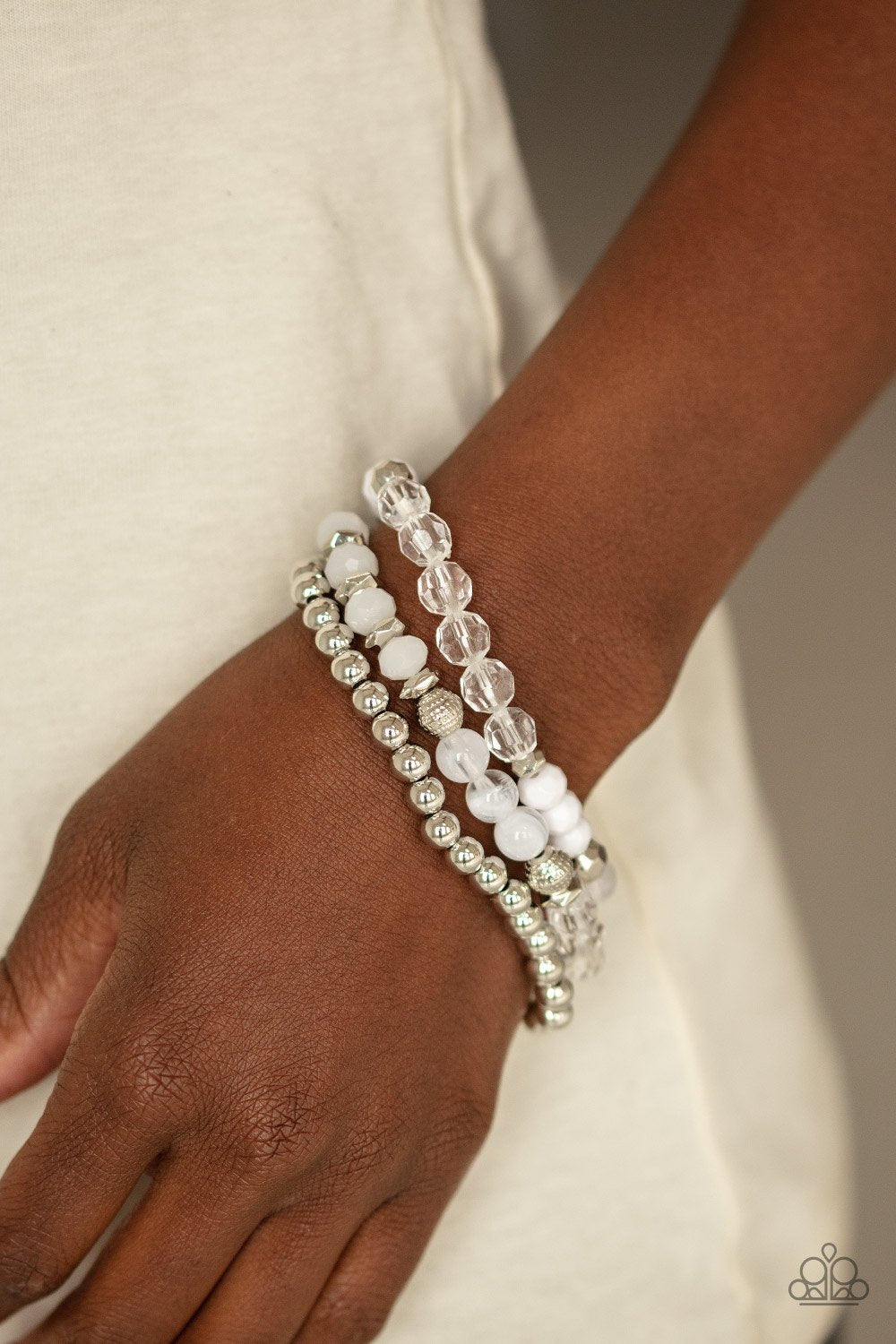 Sugary Shimmer-white-Paparazzi bracelet
