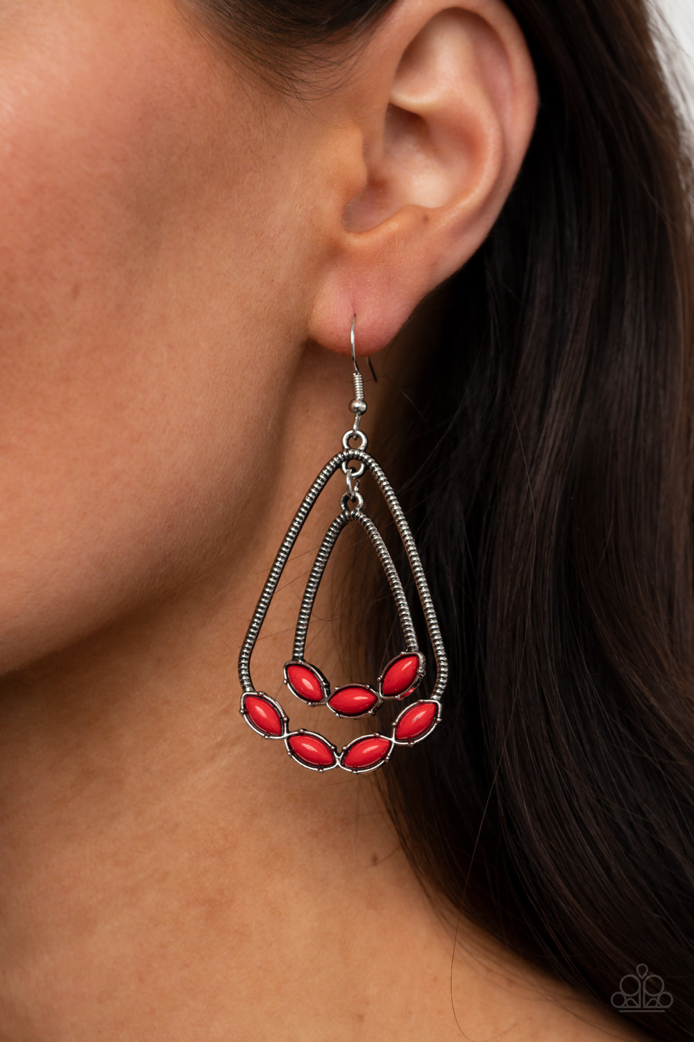 Summer Staycation - red - Paparazzi earrings