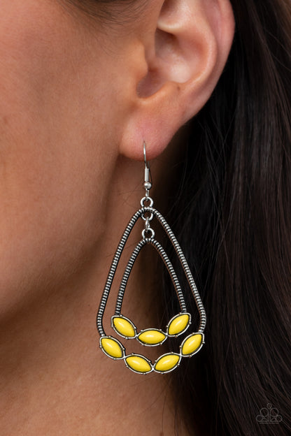 Summer Staycation - yellow - Paparazzi earrings