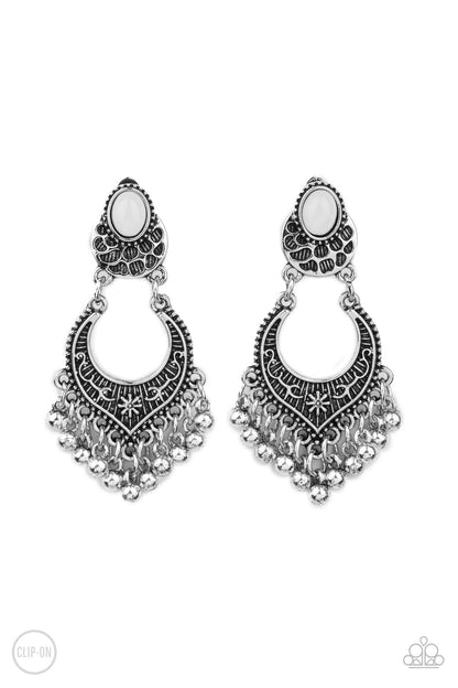 Summery Gardens - white - Paparazzi CLIP ON earrings