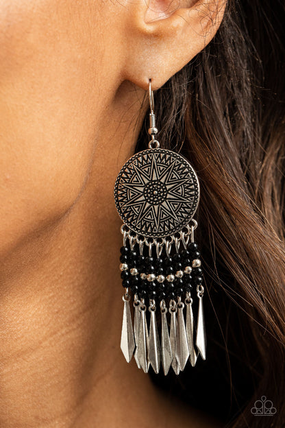 Sun Warrior - black - Paparazzi earrings