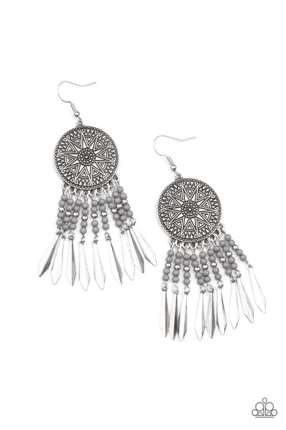 Sun Warrior - silver - Paparazzi earrings