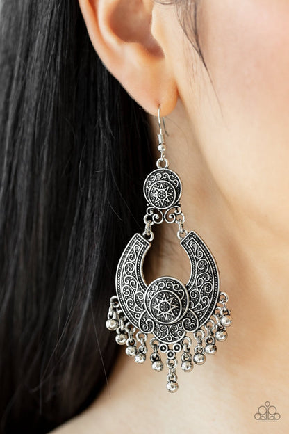 Sunny Chimes-silver-Paparazzi earrings