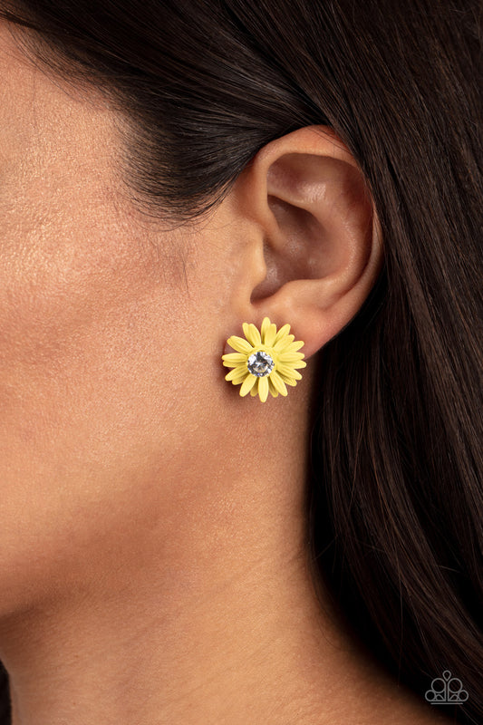 Sunshiny DAIS-y - yellow - Paparazzi earrings