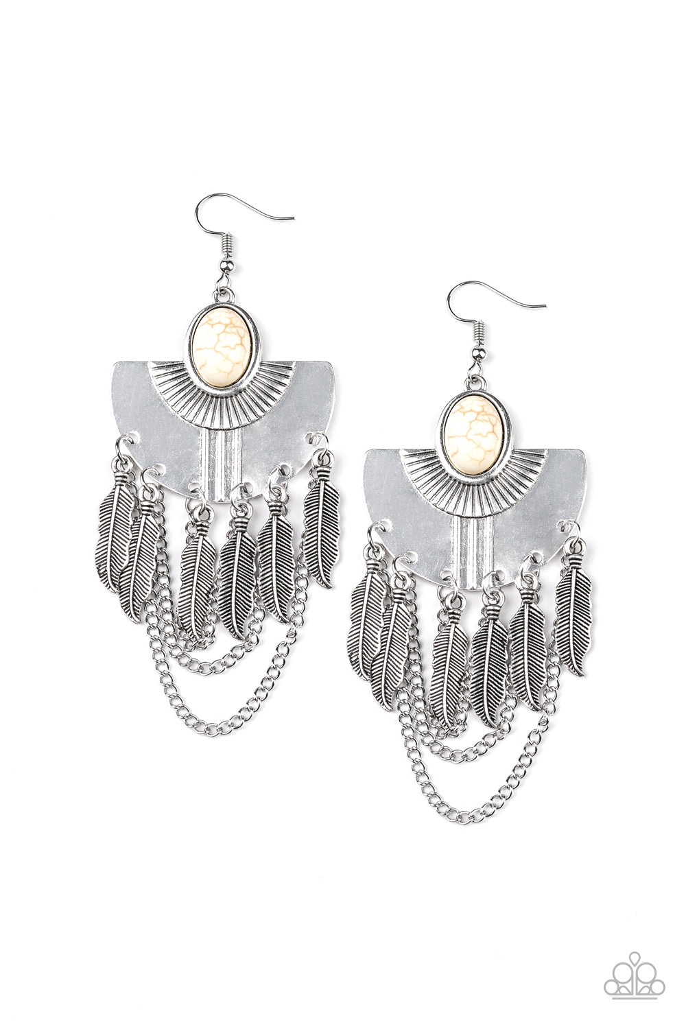 Sure Thing Chief - white - Paparazzi earrings